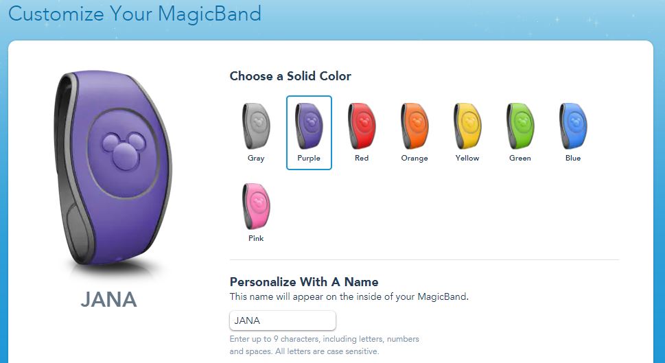 magicbands customise colours